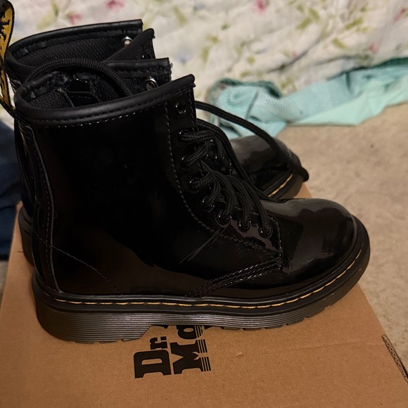 Dr. Martens Shiny Black Combat Boots - Picture 2 of 4